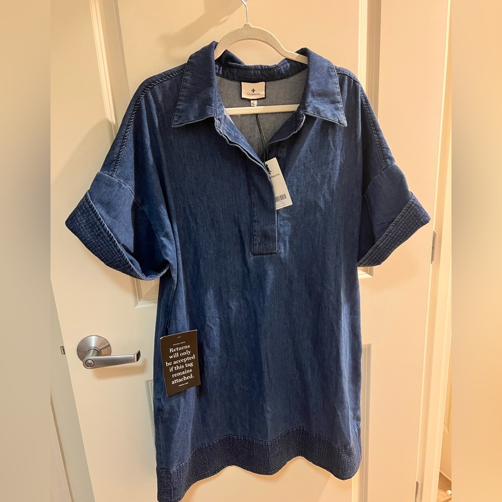 NWT Tuckernuck Denim Trapunto Stitch Sophia Shirt Dress